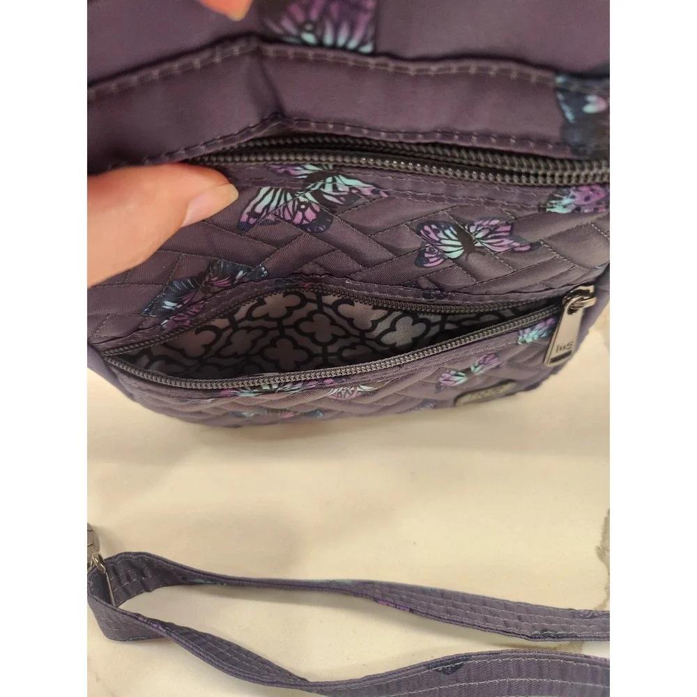 Lug Can Can XL Convertible Crossbody Bag, Purple Butterfly Polyester Lightweight